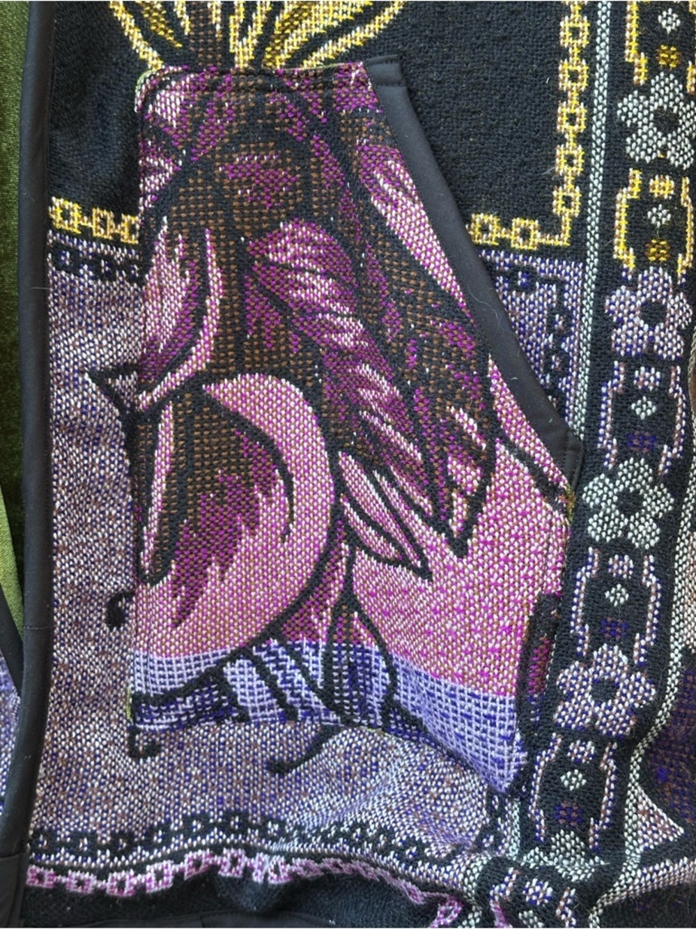 HANDMADE One-of-a-Kind Frida Kahlo Upcycled Tapestry & Velvet Coat - Sz Large/XL - Picture 6 of 8